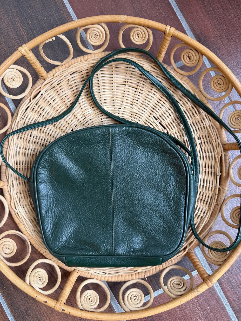 Vintage Carlos D' Santi Forest Green Genuine Leather Crossbody Shoulder Bag Boho